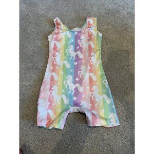 Funnycokid Gymnastics Leotard Girls 8 Unicorn Rainbow Size 130 Sleeveless Casual